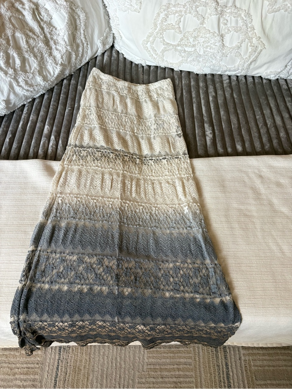 Metal Mulisha Lace Ombre Maxi Skirt in Cream and Gray Rare Find